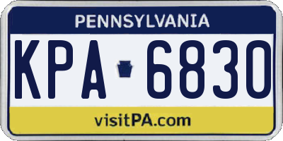 PA license plate KPA6830
