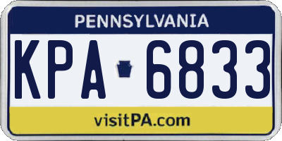 PA license plate KPA6833