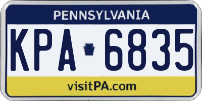 PA license plate KPA6835