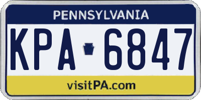 PA license plate KPA6847