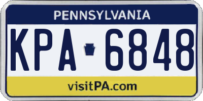 PA license plate KPA6848