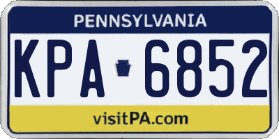 PA license plate KPA6852