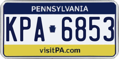 PA license plate KPA6853