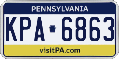 PA license plate KPA6863