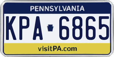 PA license plate KPA6865