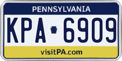 PA license plate KPA6909