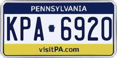 PA license plate KPA6920