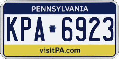 PA license plate KPA6923