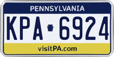 PA license plate KPA6924
