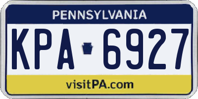 PA license plate KPA6927