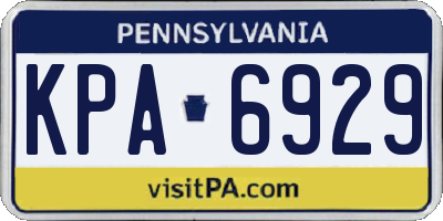 PA license plate KPA6929