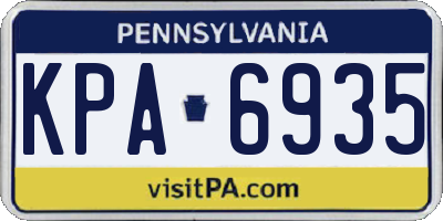 PA license plate KPA6935