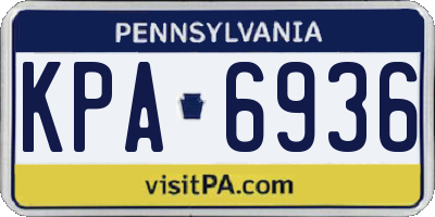 PA license plate KPA6936