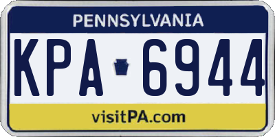 PA license plate KPA6944