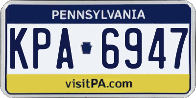 PA license plate KPA6947