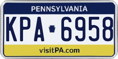 PA license plate KPA6958
