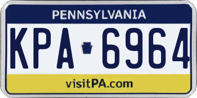 PA license plate KPA6964