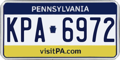 PA license plate KPA6972