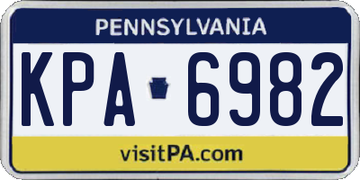PA license plate KPA6982