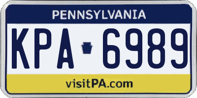PA license plate KPA6989