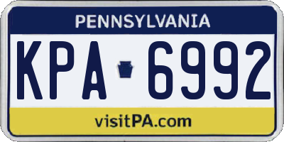 PA license plate KPA6992