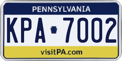 PA license plate KPA7002