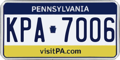PA license plate KPA7006