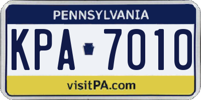 PA license plate KPA7010