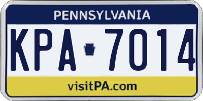 PA license plate KPA7014