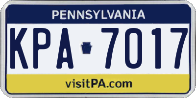 PA license plate KPA7017