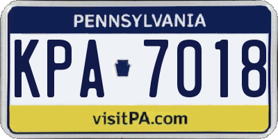 PA license plate KPA7018