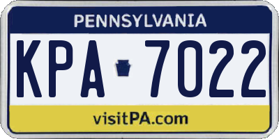 PA license plate KPA7022