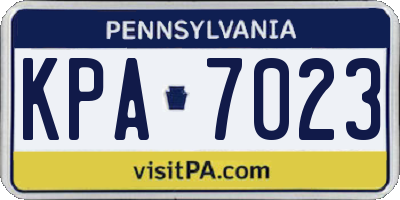 PA license plate KPA7023