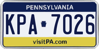 PA license plate KPA7026