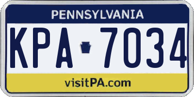 PA license plate KPA7034