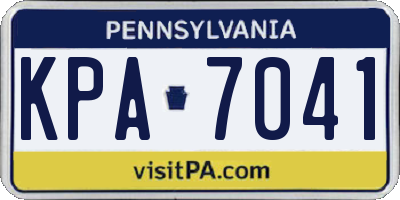 PA license plate KPA7041