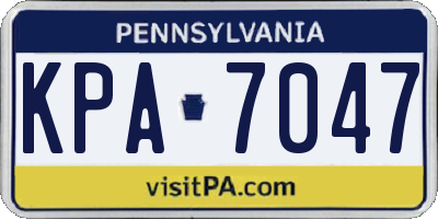 PA license plate KPA7047