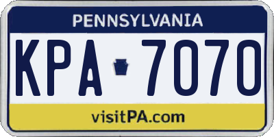 PA license plate KPA7070