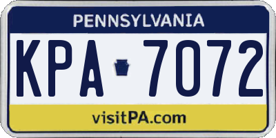 PA license plate KPA7072