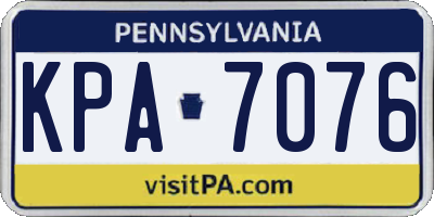 PA license plate KPA7076