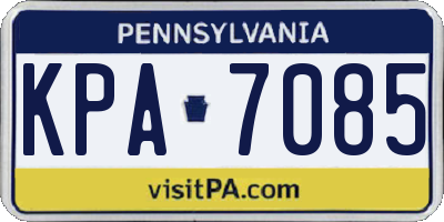 PA license plate KPA7085