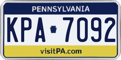 PA license plate KPA7092