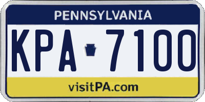 PA license plate KPA7100