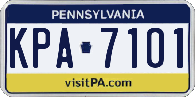 PA license plate KPA7101