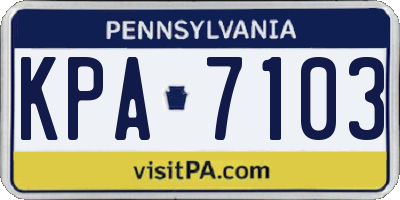PA license plate KPA7103