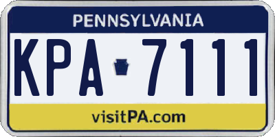 PA license plate KPA7111