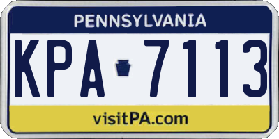 PA license plate KPA7113