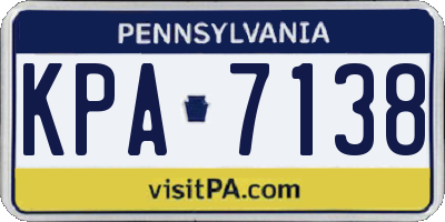 PA license plate KPA7138