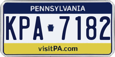 PA license plate KPA7182