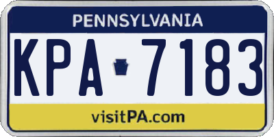 PA license plate KPA7183